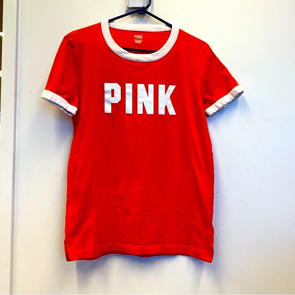 PINK y2k orange ringer tee